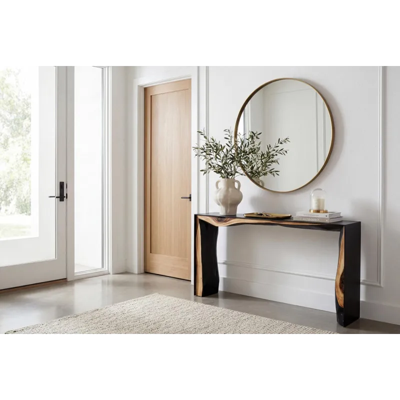 Framed Waterfall Console Table, Natural, Iron