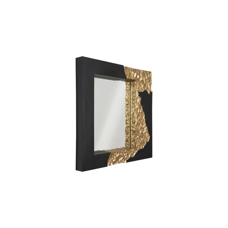 Mercury Mirror, Square, Black, Gold Leaf