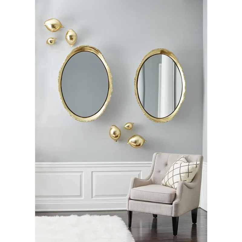 Broken Egg Mirror, White and Gold Leaf