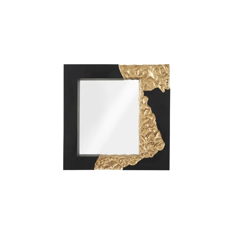 Mercury Mirror, Square, Black, Gold Leaf