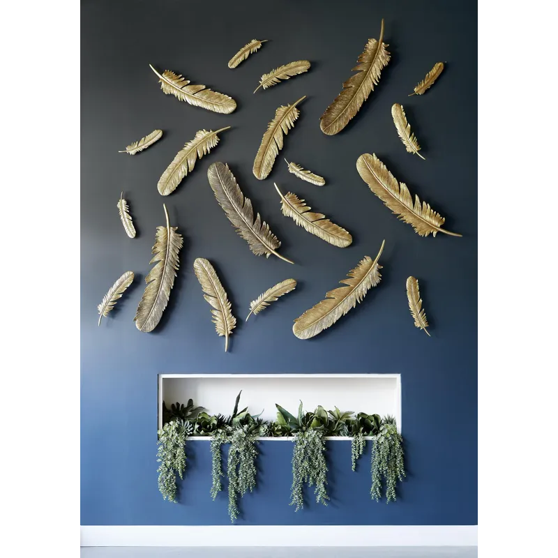 Feathers Wall Art, Small, Gold Leaf, Set of 2