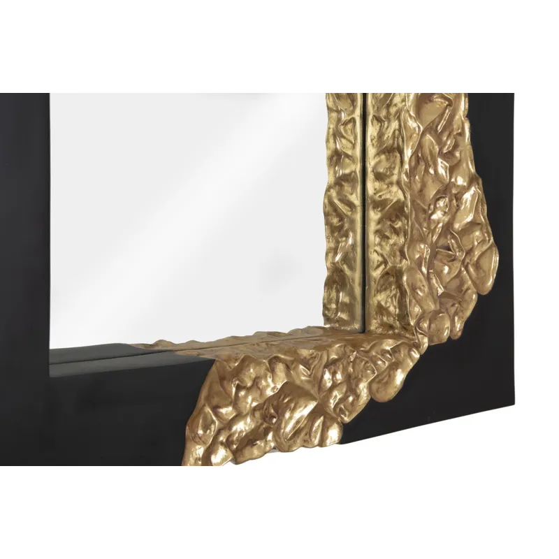Mercury Mirror, Square, Black, Gold Leaf
