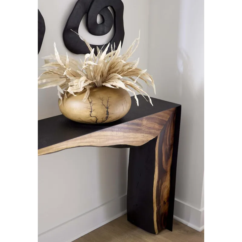 Framed Waterfall Console Table, Natural, Iron