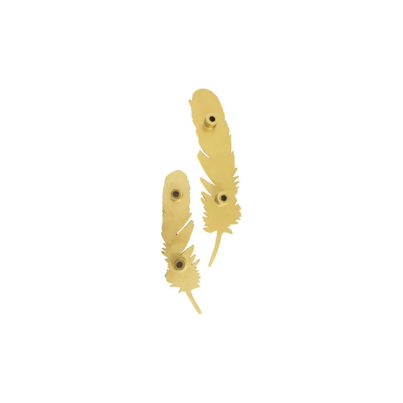 Feathers Wall Art, Large, Gold Leaf, Set of 2