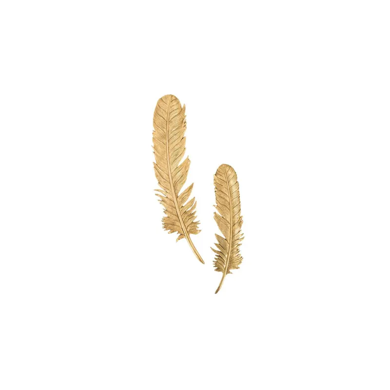 Feathers Wall Art, Small, Gold Leaf, Set of 2