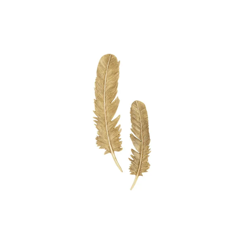 Feathers Wall Art, Large, Gold Leaf, Set of 2