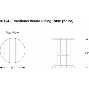 Traditional 24" Round Dining Table