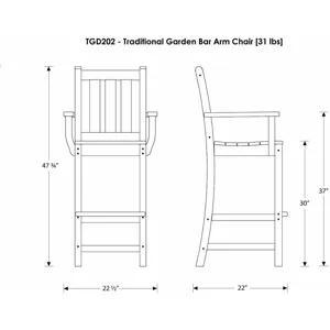 Traditional Garden Bar Arm Chair