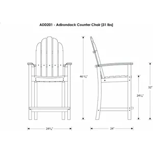 Classic Adirondack Counter Chair