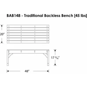 Traditional Garden 48" Backless Bench