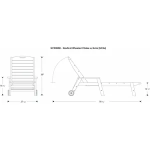 Nautical Wheeled Chaise w/ Arms