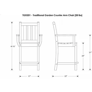 Traditional Garden Counter Arm Chair
