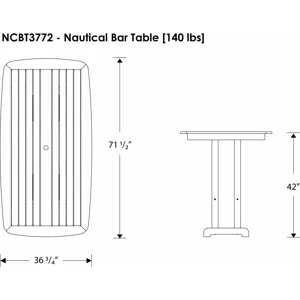 Nautical 37" x 72" Bar Table