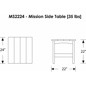 Mission 22" x 24" Side Table