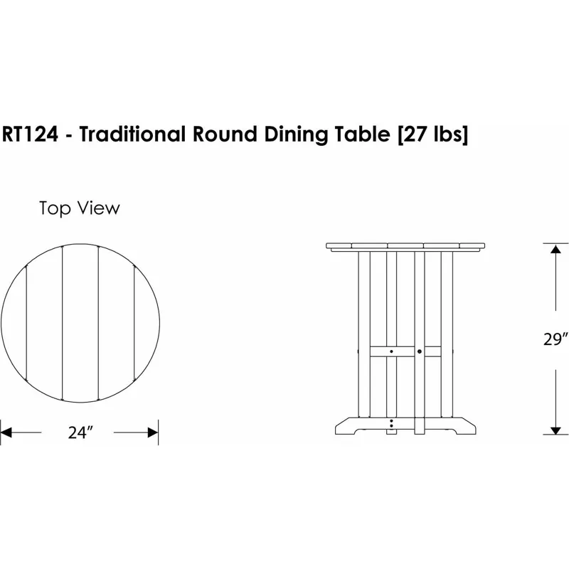 Traditional 24" Round Dining Table