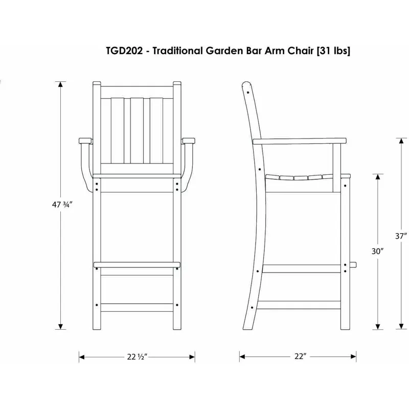 Traditional Garden Bar Arm Chair