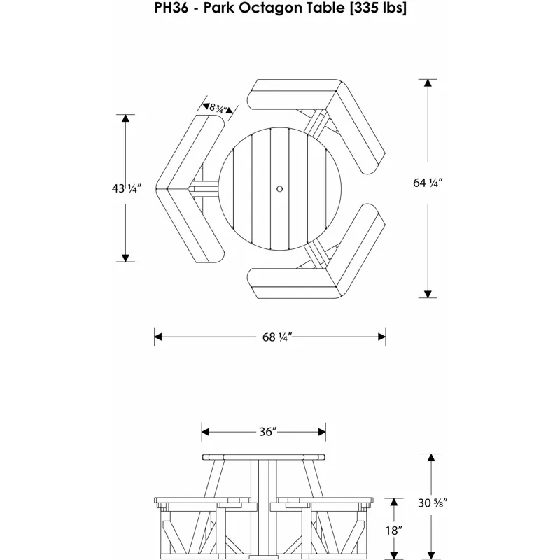 Park 36" Round Picnic Table