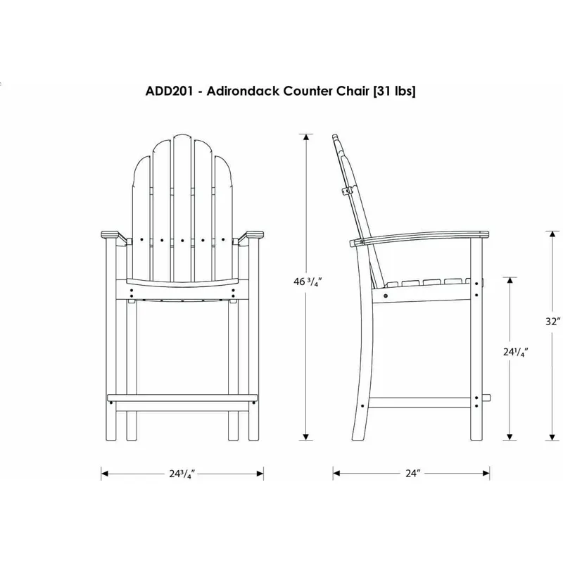 Classic Adirondack Counter Chair