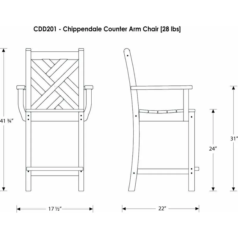 Chippendale Counter Arm Chair