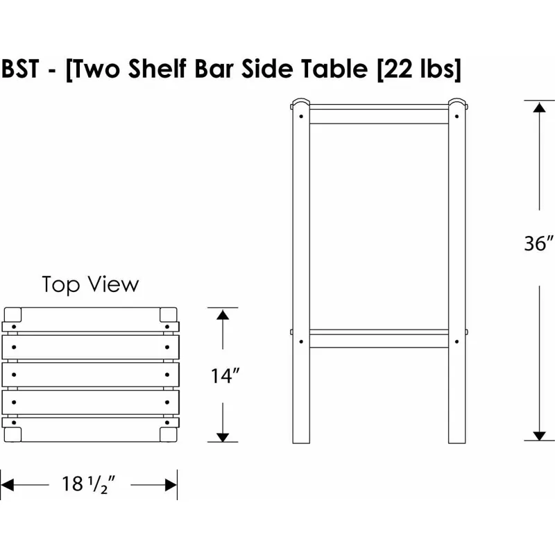 Two Shelf Bar Side Table
