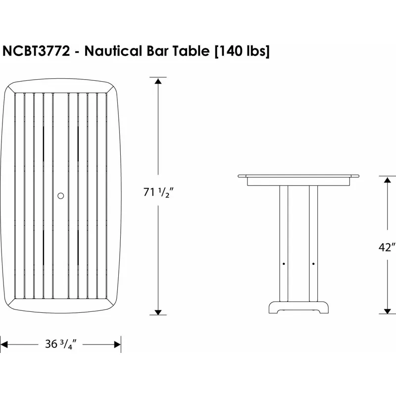 Nautical 37" x 72" Bar Table