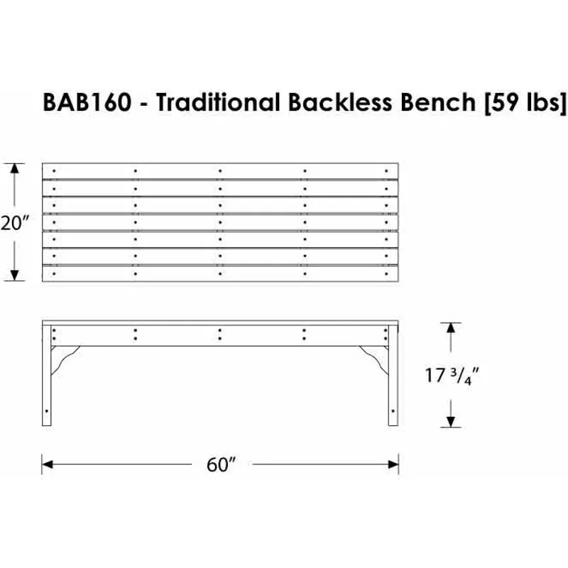 Traditional Garden 60" Backless Bench