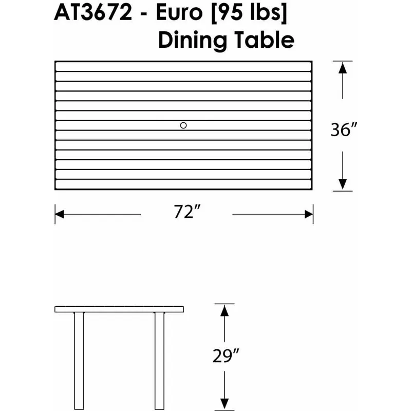 Euro 36" x 72" Dining Table