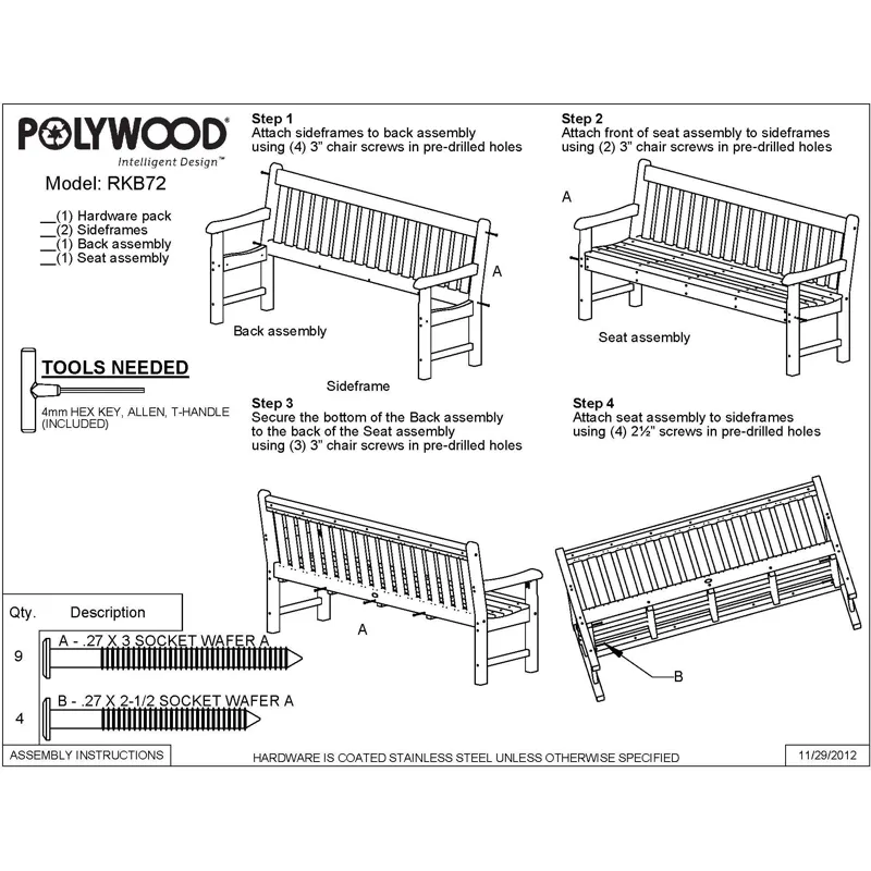 Rockford 72" Bench