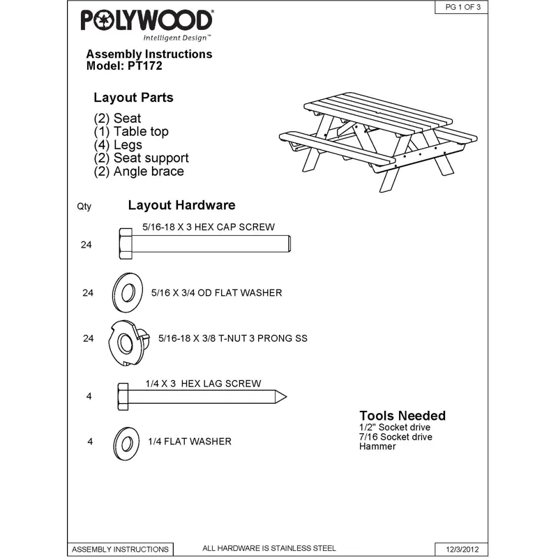 Park 72" Picnic Table
