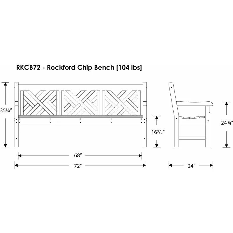 Rockford 72" Chippendale Bench