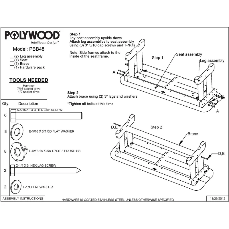 Park 48" Backless Bench