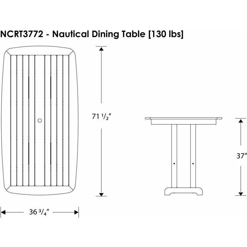 Nautical 37" x 72" Counter Table