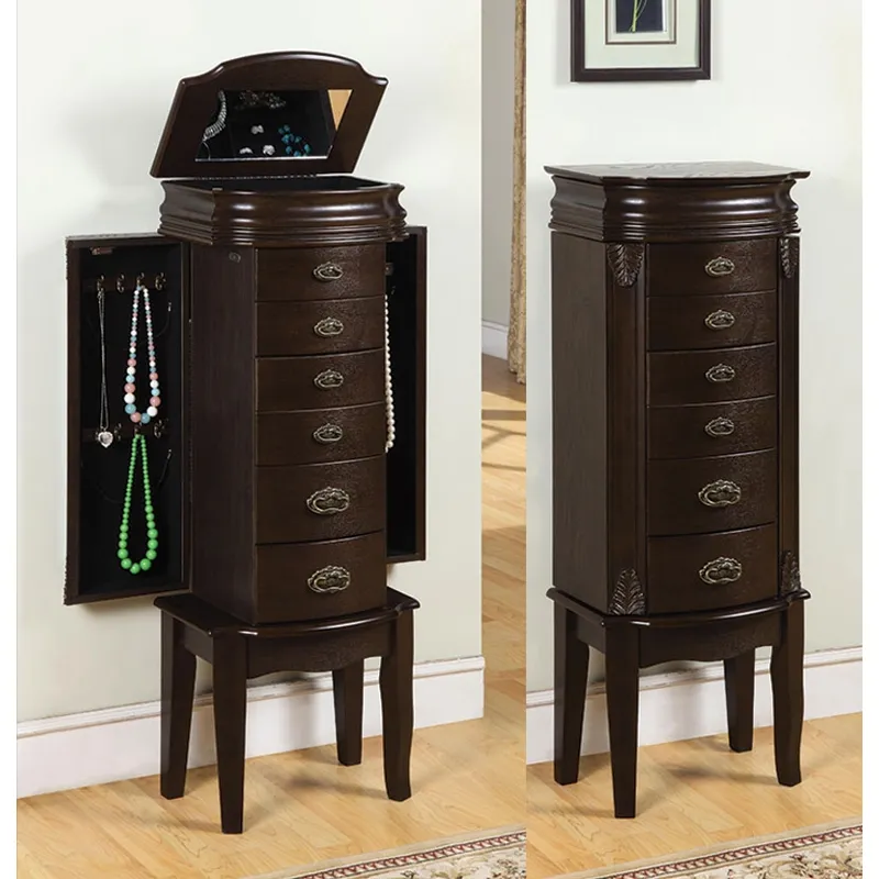 Italian Influenced Transitional “Espresso” Jewelry Armoire