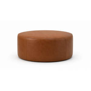 Leather Castor Round Ottoman