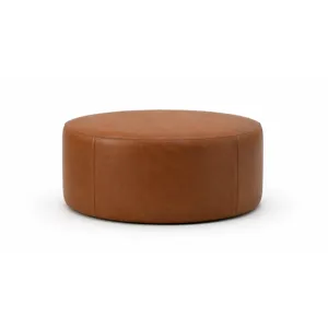 Leather Castor Round Ottoman