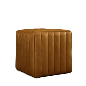 Leather Caster Square Ottoman