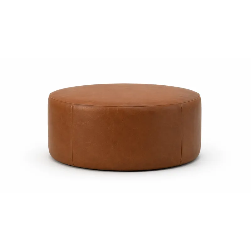 Leather Castor Round Ottoman