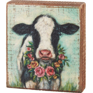 Floral Calf Block Sign