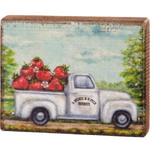 Strawberries Bushel & A Peck Berries Block Sign