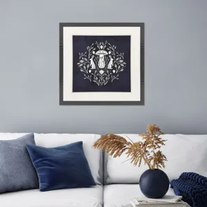 Rabbits and Mushrooms II Framed Art