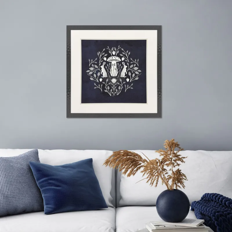 Rabbits and Mushrooms II Framed Art