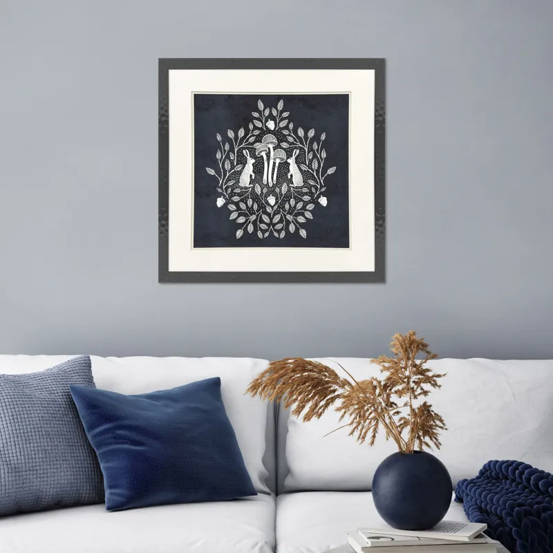 Rabbits and Mushrooms V Framed Art