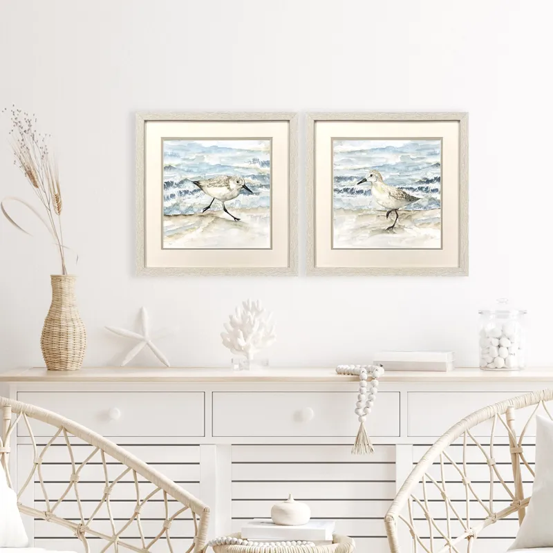 Beach Sandpipers S/2 Framed Art