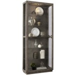 Wood Grain Lighted Curio with Six Shelves