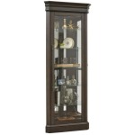 Lighted 5 Shelf Corner Curio Cabinet in Dark Oak Brown
