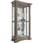 Sliding Front Display Cabinet With Gray Wash Finish
