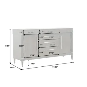 Asher Park Glass Top 2 Door Buffet with Storage Drawers