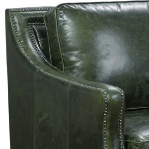 Miles Top Grain Leather Sofa in Fescue GreenÂ 