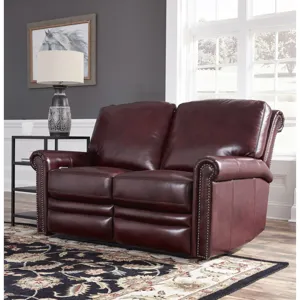 Grant Leather Power Reclining Loveseat in Merlot RedÂ 