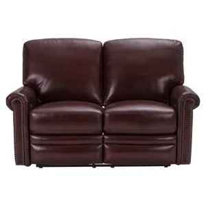 Grant Leather Power Reclining Loveseat in Merlot RedÂ 